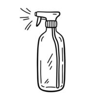 schoonmaak spray fles geïsoleerd op een witte achtergrond. ontsmettingsmiddel voor oppervlakken. vector handgetekende illustratie in doodle stijl. geschikt voor uw projecten, decoraties, logo, verschillende ontwerpen.