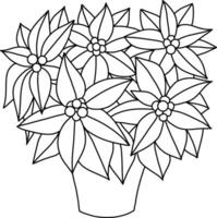 Kerstmis ster met gemakkelijk tekening lijnen is gebruikt naar aanvulling Kerstmis en nieuw jaar kunstwerken. kerstster, met beide bloemen en bladeren getrokken net zo een bloemen regeling, is geplaatst in een pot voor kerstmis. vector