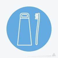 vectorafbeelding van - tandenborstel en tandpasta - blauwe monochrome stijl vector