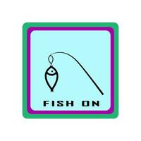 vis Aan een haak icoon Aan een blauw achtergrond vector