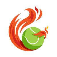 tennis bal vliegend brand bal icoon ontwerp vector, embleem, ontwerp concept, creatief symbool. vector