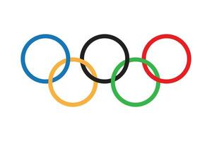 Sankt petersburg Rusland - 01 02 2024 olympisch ringen. olympisch spellen logo. vector illustratie.