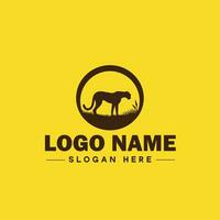 Jachtluipaard dier logo en icoon schoon vlak modern minimalistische bedrijf en luxe merk logo ontwerp bewerkbare vector