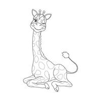 schattig giraffe knipoogt. vector kinderen illustratie. voor ontwerp, boeken, decoraties. kleur bladzijde.