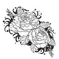traditioneel flash roos tatoeëren bloem vector