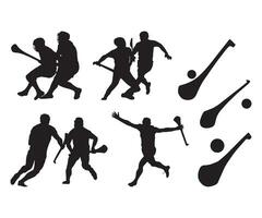 slingeren vector, slingeren silhouet, slingeren grafisch silhouet, slingeren knuppel, sport- camogie, Iers sport Gaelisch silhouet vector