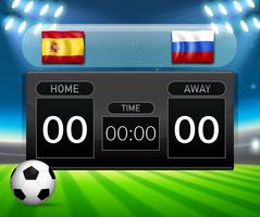 Spanje versus Rusland scorebordsjabloon voetbal vector