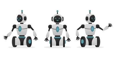 robot, babbelen bot neurale netwerk, ai servers en robots technologie. reeks van schattig robot ai karakter. vector