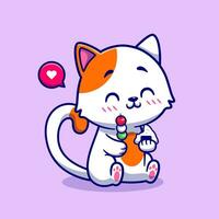 schattig kat aan het eten dango mochi en onigiri tekenfilm vector icoon illustratie. dier voedsel icoon concept geïsoleerd premie vector. vlak tekenfilm stijl
