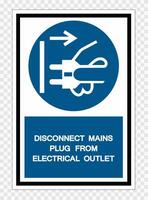 ontkoppel de stekker van het stopcontact symbool teken isoleren op transparante achtergrond, vectorillustratie vector