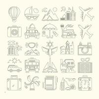 reeks van pictogrammen voor reizen en rondleidingen. pictogrammen voor tours en reizen. vector icoon voor reizen