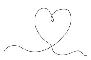 hart vorm single lijn modern minimalistische tekening, liefde symbool geïsoleerd Aan wit achtergrond. abstract lijn kunst romantisch element. vector illustratie