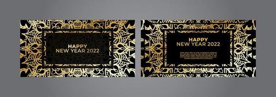 gelukkig nieuwjaar banner of kaartsjabloon met luxe mandala vector