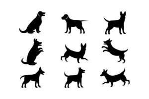 hond icoon vector, geïsoleerd zwart silhouet van een hond, verzameling vector