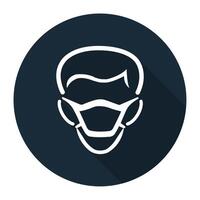 ppe icon.wear masker symbool teken op zwarte achtergrond vector