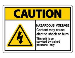 Gevaarlijk spanningscontact kan elektrische schokken of brandwonden op een witte achtergrond veroorzaken vector