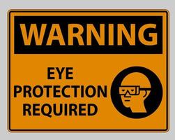 waarschuwingsbord oogbescherming vereist op witte achtergrond vector