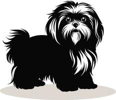 silhouet karakter shih tzu hond, schattig logo. vector