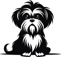 silhouet karakter shih tzu hond, schattig logo. vector