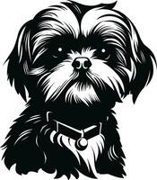 silhouet karakter shih tzu hond, schattig logo. vector