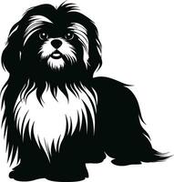 silhouet karakter shih tzu hond, schattig logo. vector