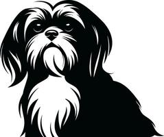 silhouet karakter shih tzu hond, schattig logo. vector