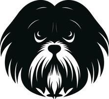 silhouet karakter shih tzu hond, schattig logo. vector