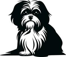 silhouet karakter shih tzu hond, schattig logo. vector