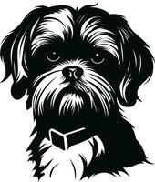 silhouet karakter shih tzu hond, schattig logo. vector