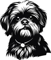 silhouet karakter shih tzu hond, schattig logo. vector