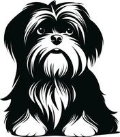 silhouet karakter shih tzu hond, schattig logo. vector