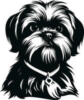 silhouet karakter shih tzu hond, schattig logo. vector