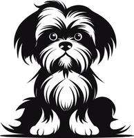 silhouet karakter shih tzu hond, schattig logo. vector