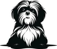 silhouet karakter shih tzu hond, schattig logo. vector