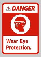 gevaar teken dragen oogbescherming op witte achtergrond vector