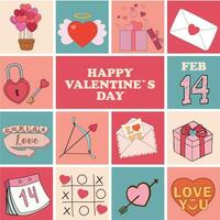 valentijnsdag naadloos patroon met romantisch en liefde elementen. liefde en viering. valentijnsdag dag hand- getrokken decoratief elementen vector