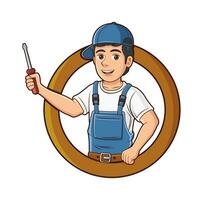 hvac service cartoon karakter ontwerp illustratie vector