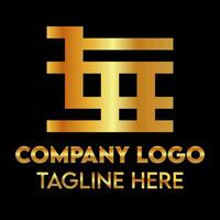 luxe gouden kleur lijn brief h grafisch alfabet symbool voor meetkundig logo gouden bedrijf vector