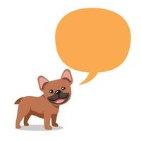vector tekenfilm karakter schattig bruin Frans bulldog met toespraak bubbel