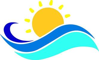 zomer, zon en oceaan Golf logo vector
