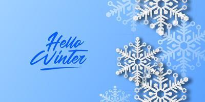 hallo winter sneeuwvlok 3d fonkeling luxe achtergrond decoratie vector