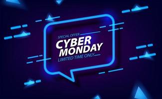 cyber monday techno neon verkoop aanbieding banner promotie vector