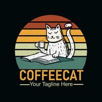 wijnoogst retro kat t overhemd ontwerp, zwart kat illustratie, grafisch kat t-shirt ontwerp vector