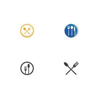 lepel en vork logo en symbool vector afbeelding