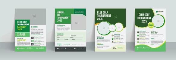 golf toernooi folder sjabloon met sport- evenement poster en jaar- brochure Hoes ontwerp vector