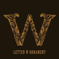 letter w logo vintage ornament stijl vector