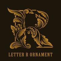 letter r-logo vintage ornamentstijl vector