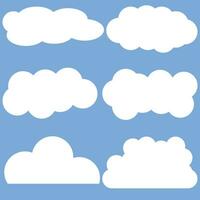 lang wit wolk stelt. abstract wit bewolkt reeks geïsoleerd vector illustratie met blauw achtergrond
