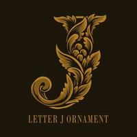 letter j-logo vintage ornamentstijl vector