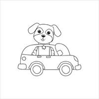 dier schets voor schattig hond Aan een auto vector